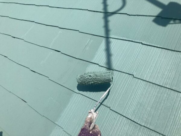 帯部塗装・バルコニー防水工事-施工中